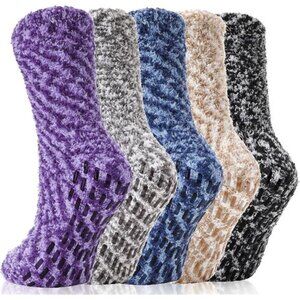 Non Slip Fuzzy Grip Socks for Women Hospital Slipper Grippers Warm Cozy Thick